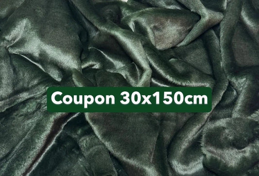 Coupon tissu fausse fourrure très douce à poils mi-longs vert foncé 30cm x 150cm