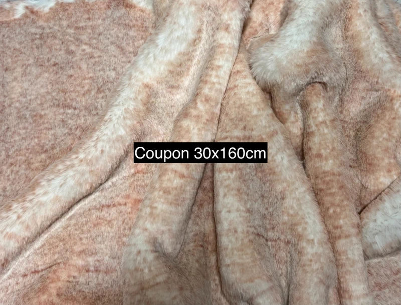 Fausse fourrure poil long 2,5 cm beige rosé – qualité premium – coupon 30×160 cm