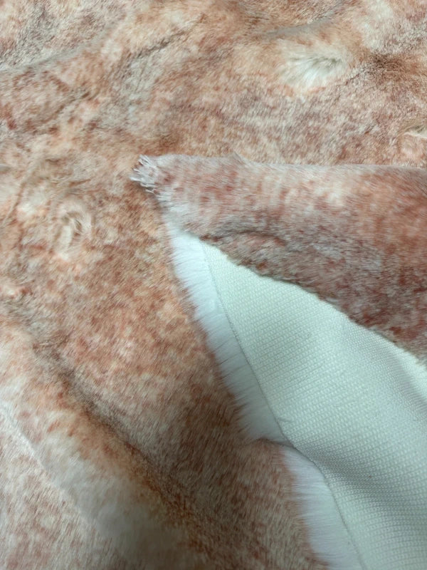 Fausse fourrure poil long 2,5 cm beige rosé – qualité premium – coupon 30×160 cm