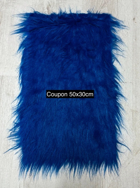 50cmx30cm Lightweight and airy royal blue long-pile faux fur fabric remnant