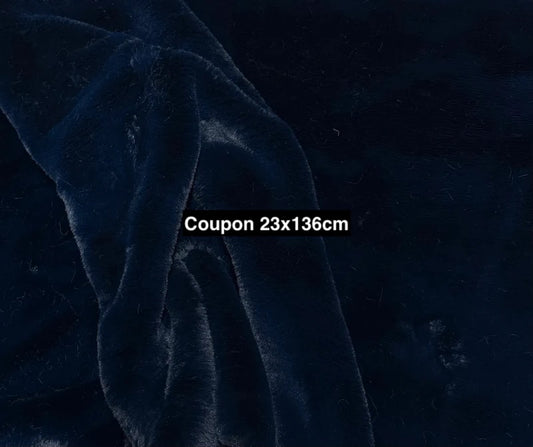 Soft faux fur coupon with medium-length navy blue pile 23cm x 136cm