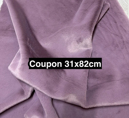 Coupon fausse fourrure douce de qualité violet lilas à poils courts 31cmx82cm