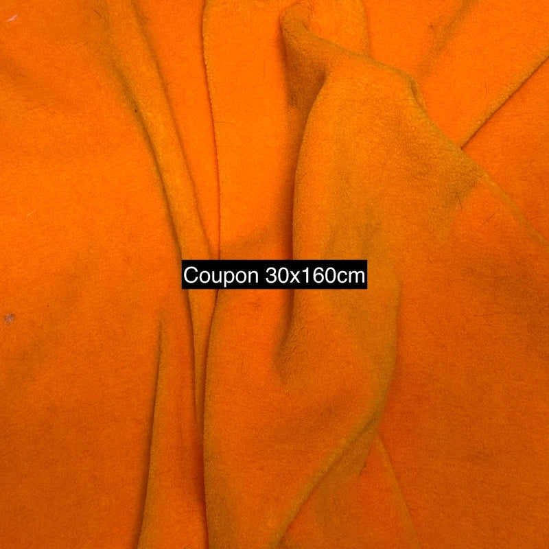 Coupon fausse fourrure légère touché polaire à poils courts orange 30cmx160cm