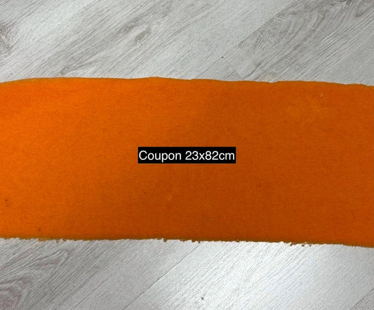 Coupon fausse fourrure touché polaire à poils courts orange 23cmx82cm