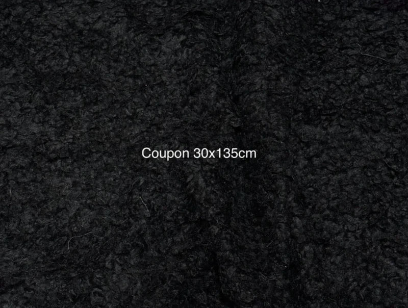Coupon fausse fourrure douce et légère à poils longs et frisés bouclés noir 30cm x 135cm