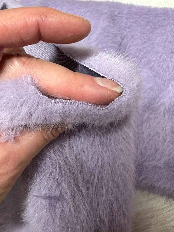 Coupon fausse fourrure douce de qualité violet lilas à poils courts 21cmx148cm