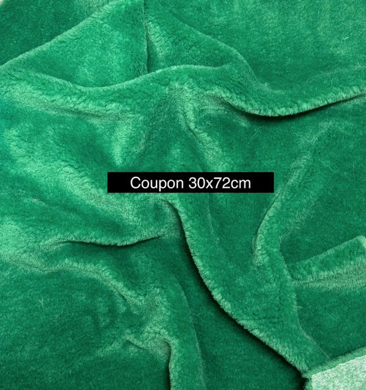 Coupon fausse fourrure douce à poils mi-longs vert 30cm x 72cm