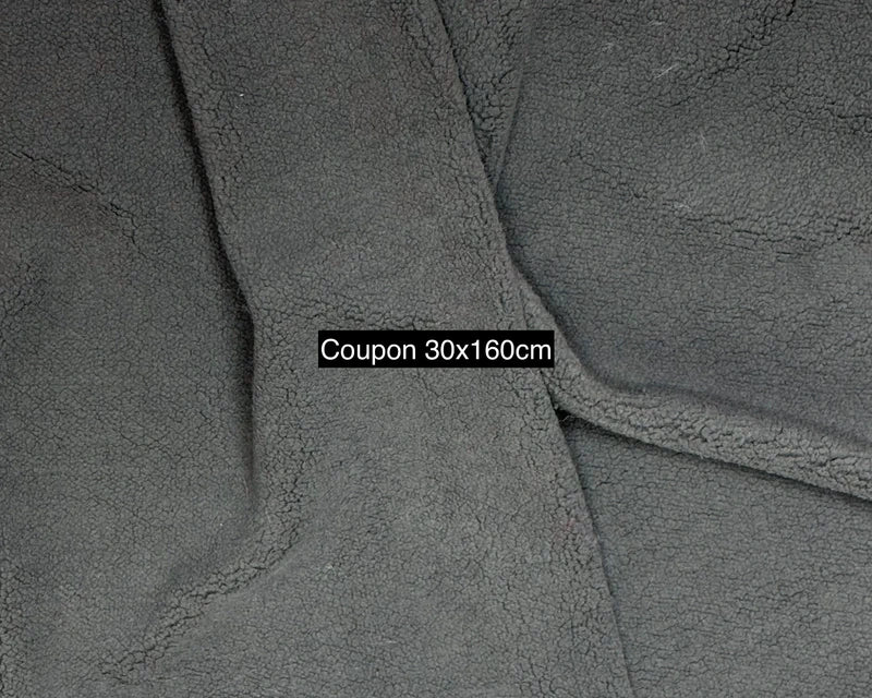 Coupon tissu fausse fourrure style polaire gris foncé 30cm x 160cm