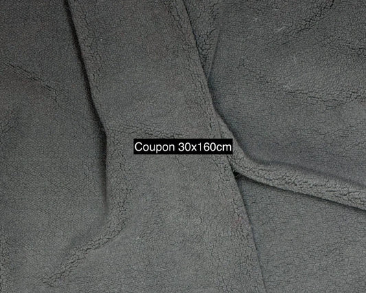 Coupon tissu fausse fourrure style polaire gris foncé 30cm x 160cm