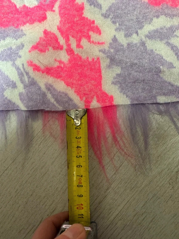 Coupon tissu fausse fourrure douce légère à poils longs violet rose blanc 30cm x140cm