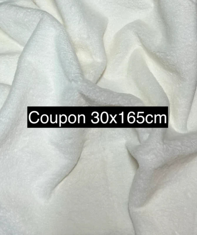 Coupon très doux fausse fourrure à poils courts blanc 30cm x 165cm