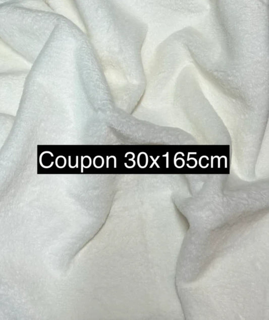 Coupon très doux fausse fourrure à poils courts blanc 30cm x 165cm