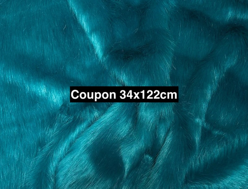 Coupon fausse fourrure 34×122 cm vert poils longs (poils 3/3,5 cm)