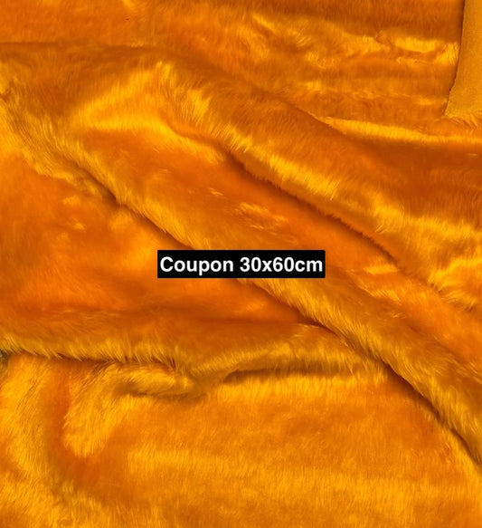 Orange short-pile soft faux fur fabric remnant 30cmx60cm