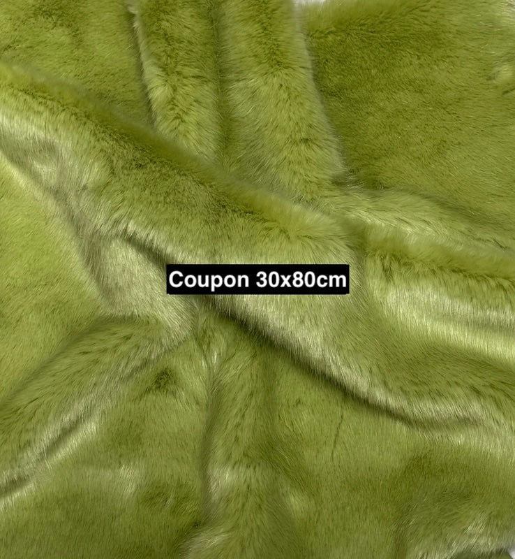 Fausse Fourrure Verte – Poil 2 cm – Coupon 30 x 80 cm