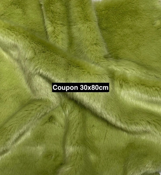 Fausse Fourrure Verte – Poil 2 cm – Coupon 30 x 80 cm