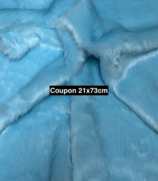 Light blue faux fur coupon 21x73cm 2cm soft pile