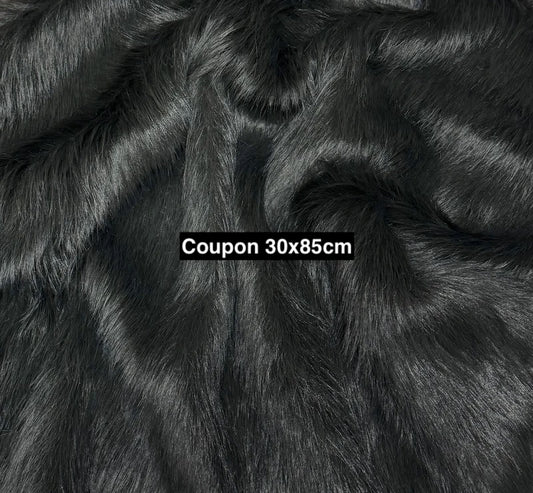 Charcoal gray faux fur coupon 30x85 cm – long pile ~4 cm