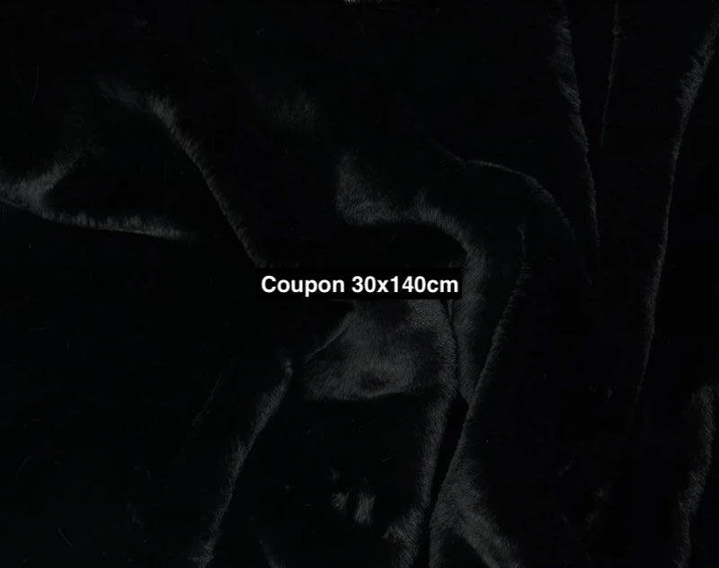 Fausse fourrure noire 2 cm – coupon 30x140 cm – tissu peluche, ours de collection, fursuit