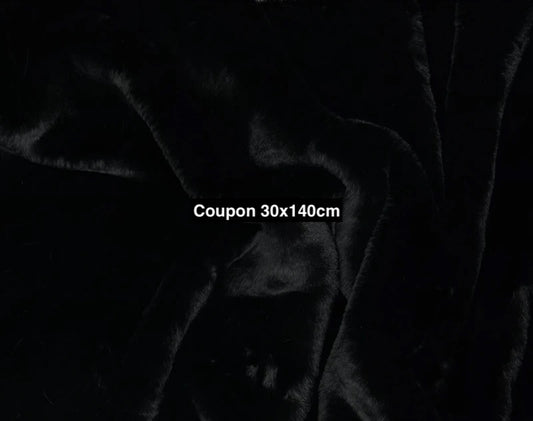 Fausse fourrure noire 2 cm – coupon 30x140 cm – tissu peluche, ours de collection, fursuit