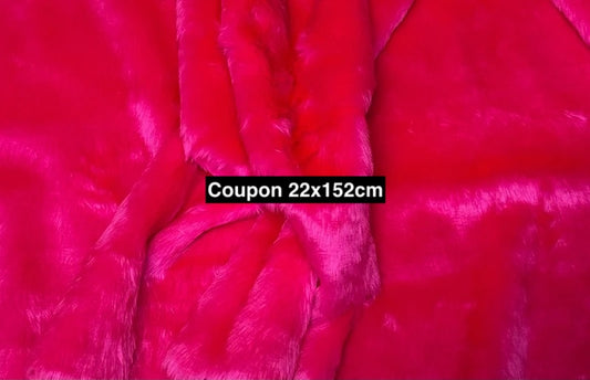 Fluorescent pink faux fur coupon, medium pile ~1.5 cm, 22×152 cm