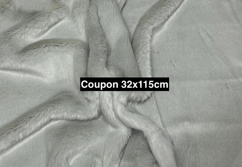 Soft gray faux fur 2cm pile – 32x115 cm piece – plush fabric for sewing & crafting