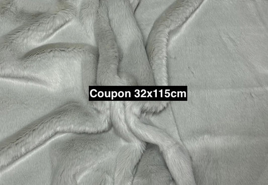 Soft gray faux fur 2cm pile – 32x115 cm piece – plush fabric for sewing & crafting