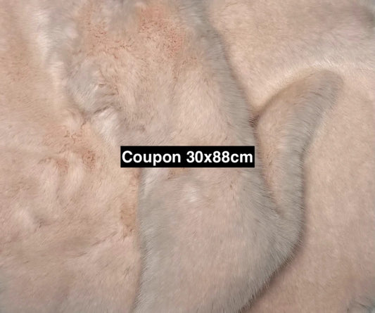 Coupon soft, thick, high-quality, long-pile faux fur fabric, light pink, 30cm x 88cm