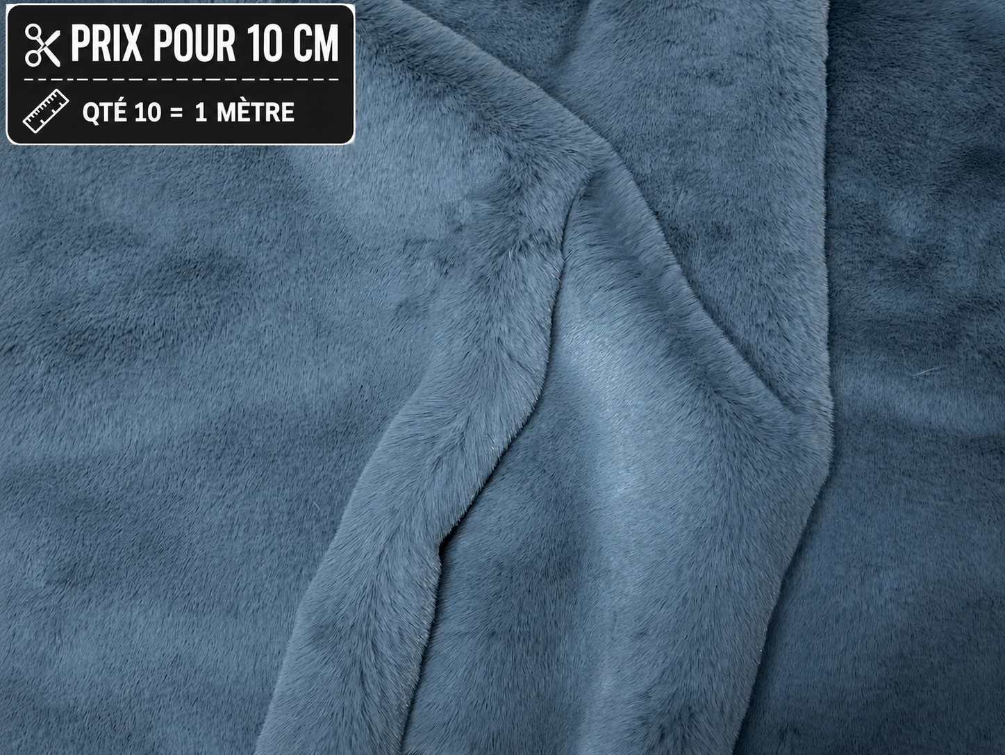 Fausse fourrure bleue à poils de 2 cm largeur 150 cm