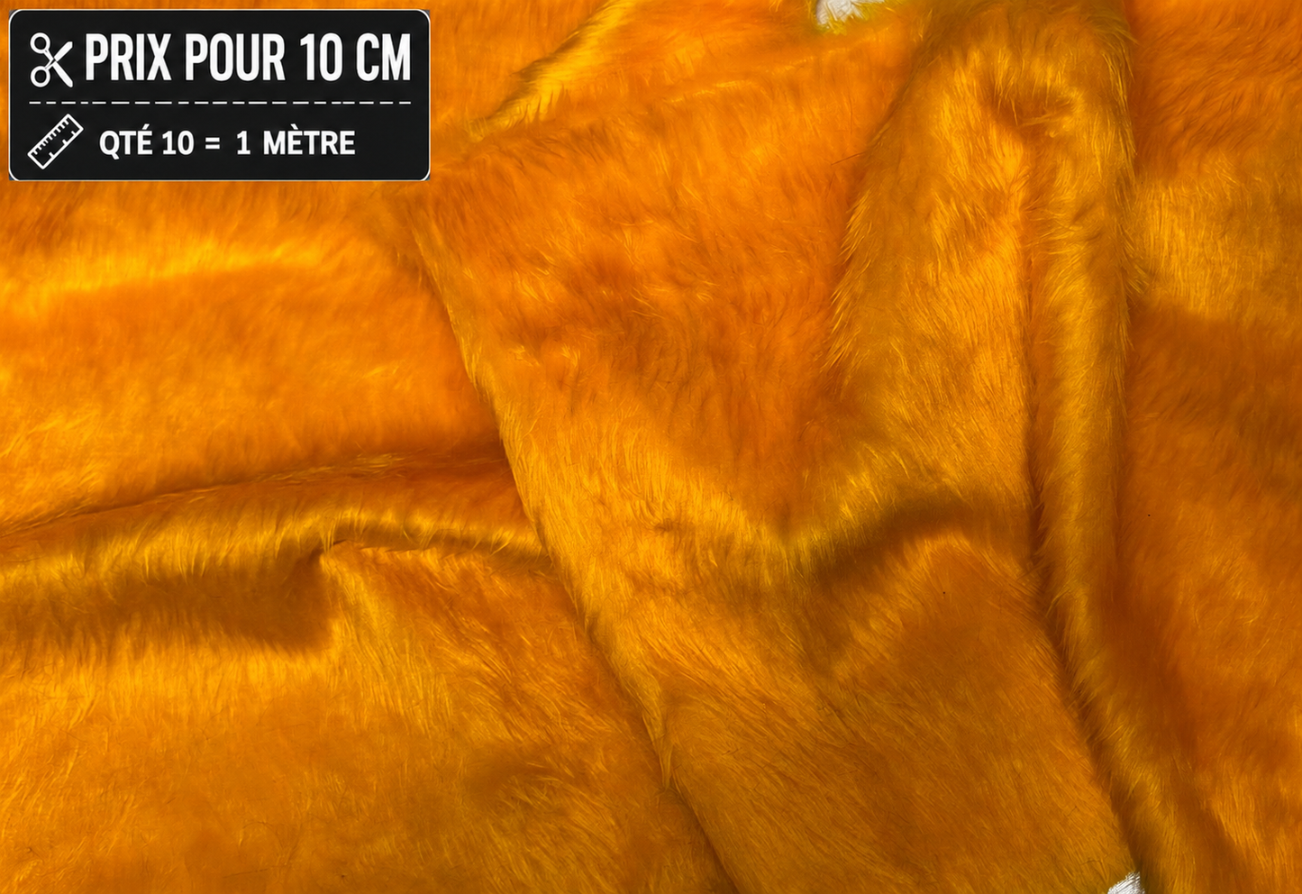 Fausse fourrure orange à poils courts 0,5 cm largeur 150 cm