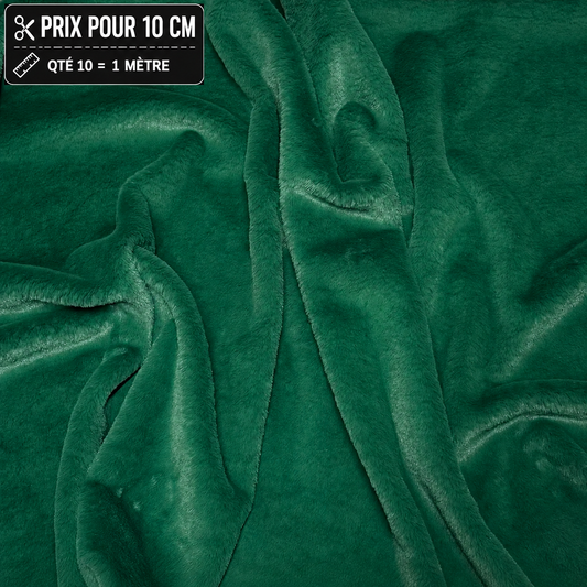 Fausse fourrure vert sapin – Poils courts 0,5/1 cm – À la coupe par 10 cm