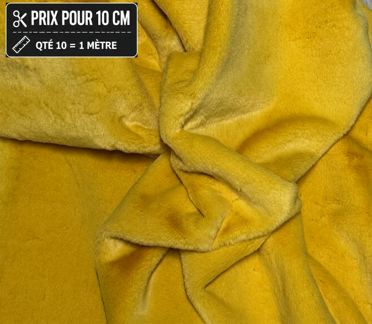 Fausse fourrure jaune moutarde à poils moyens pour ours de collection