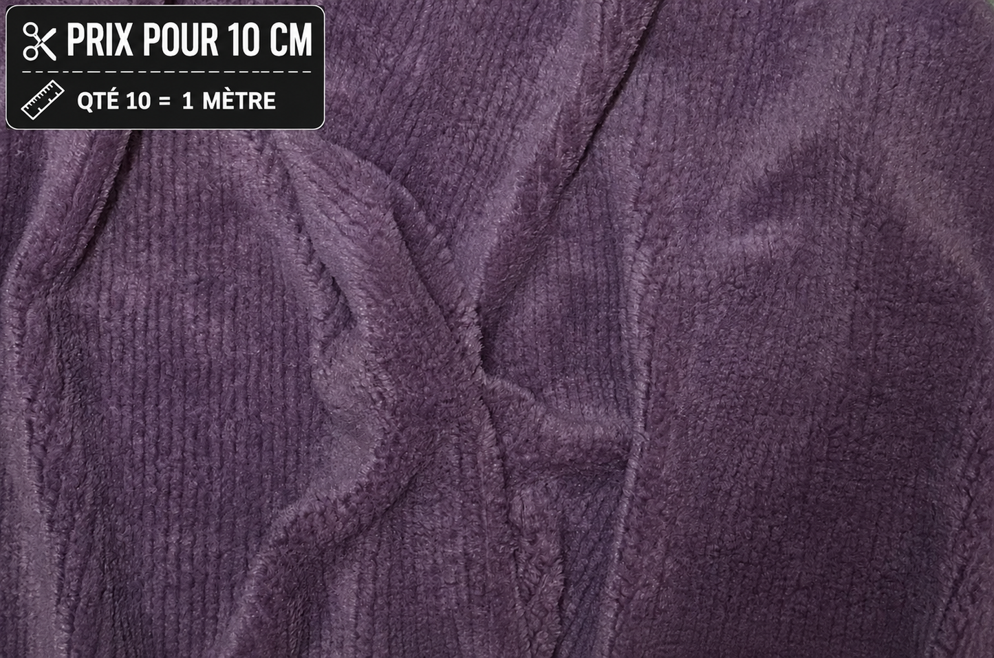 Fausse fourrure mauve texturée effet velours rayé laize 160 cm