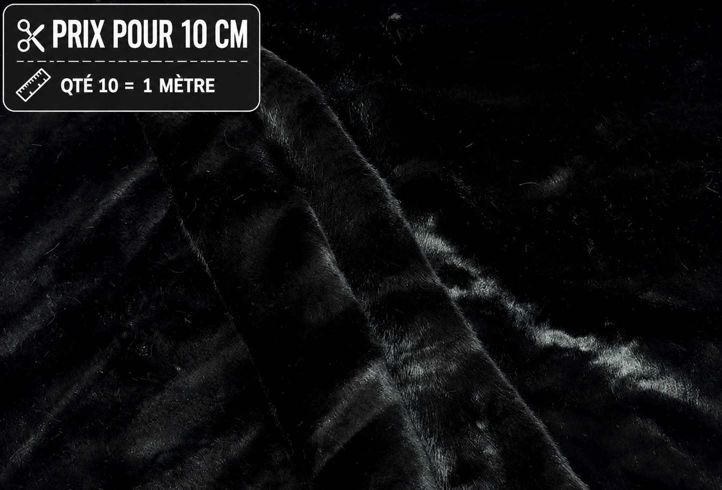 Fausse fourrure noire à poils de 1,5 cm largeur 155 cm