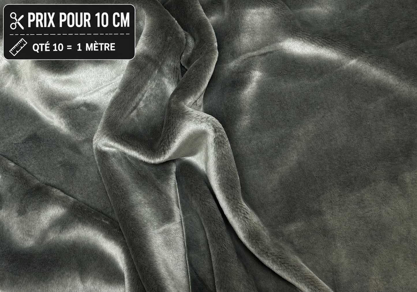 Fausse fourrure grise à poils de 1,5 cm largeur 158 cm