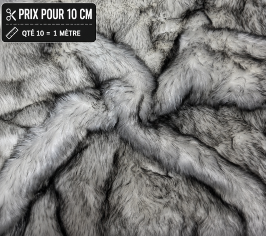 Fausse fourrure blanche à pointes noires poils 5 cm largeur 180 cm