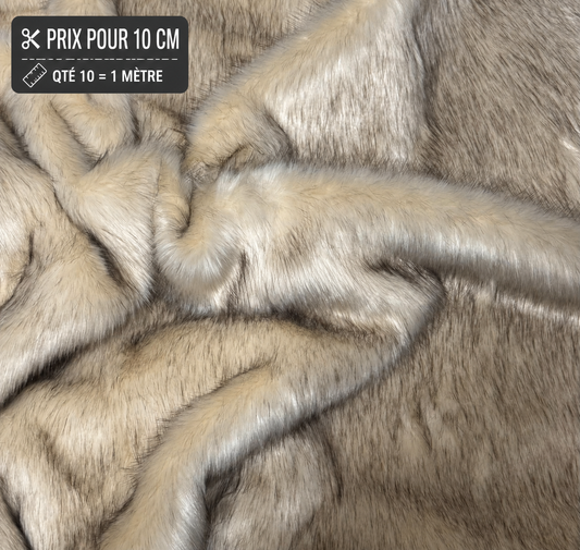 Fausse fourrure beige crème poils longs 5 cm vendue à la coupe pour peluches et couture créative