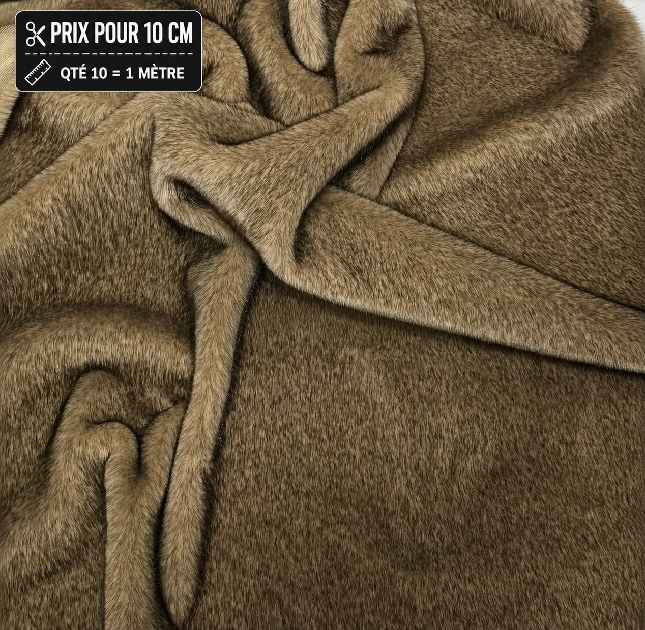 Fausse fourrure marron naturel poils 1,5 cm vendue à la coupe