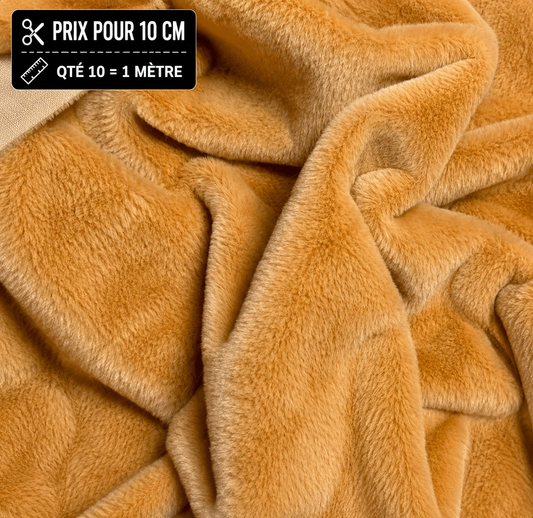 Natural brown faux fur, 1.5 cm pile, sold by the metre