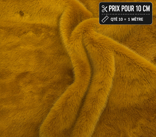 Fausse fourrure orange miel à poils 2 cm pour ours et peluches