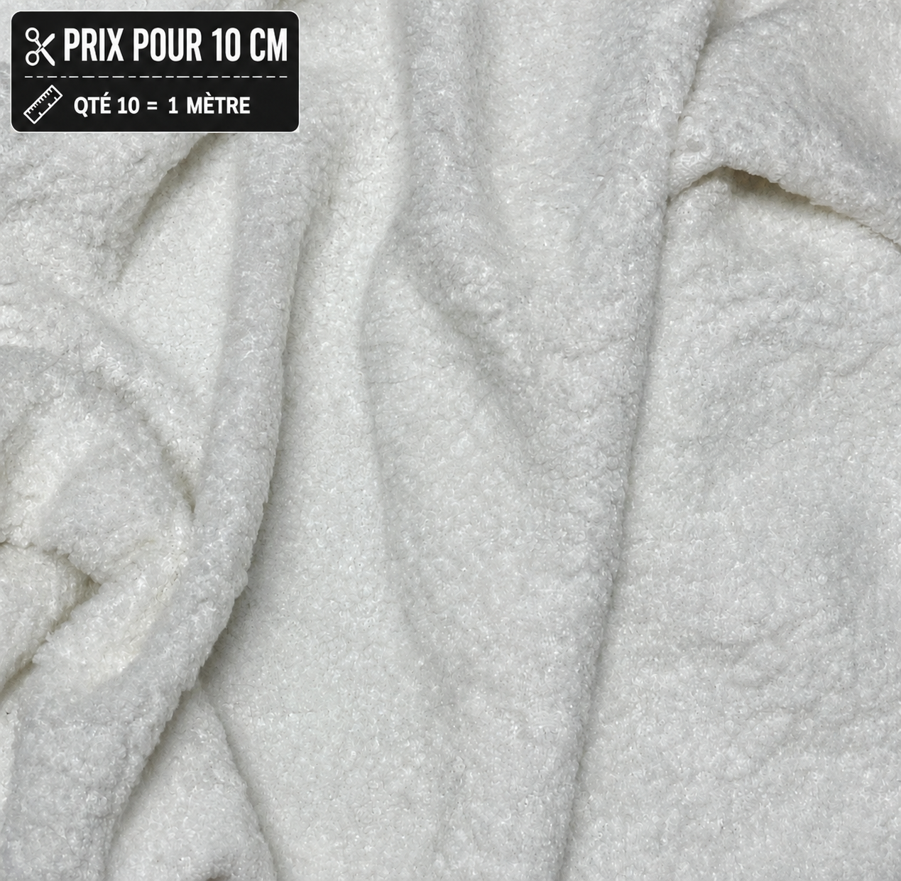 Fausse fourrure blanche bouclée douce à poils 1,5 cm vendue à la coupe