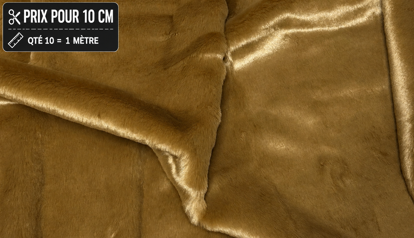 Fausse fourrure marron chaud poils mi-longs 2 cm – à la coupe – couture, coussin, peluche