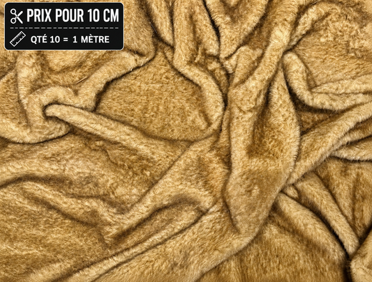 Fausse fourrure marron clair ultra douce à poils de 1,5 cm pour ours de collection