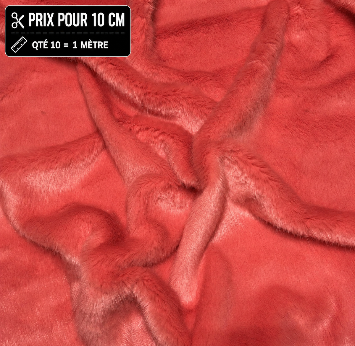 Fausse fourrure corail saumon douce à poils 2 cm pour ours et peluches
