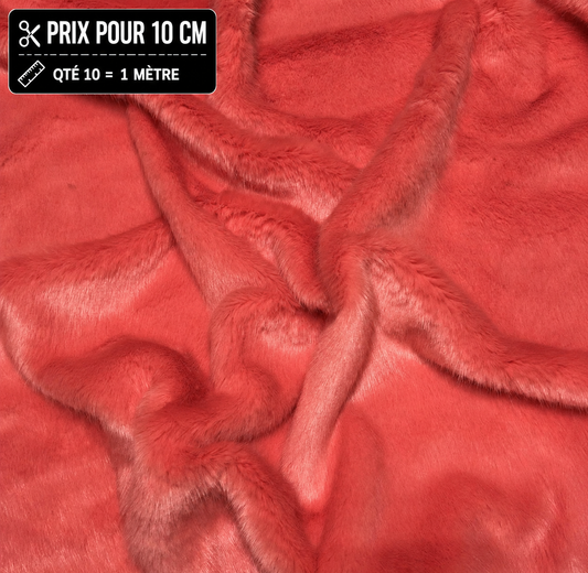 Fausse fourrure corail saumon douce à poils 2 cm pour ours et peluches