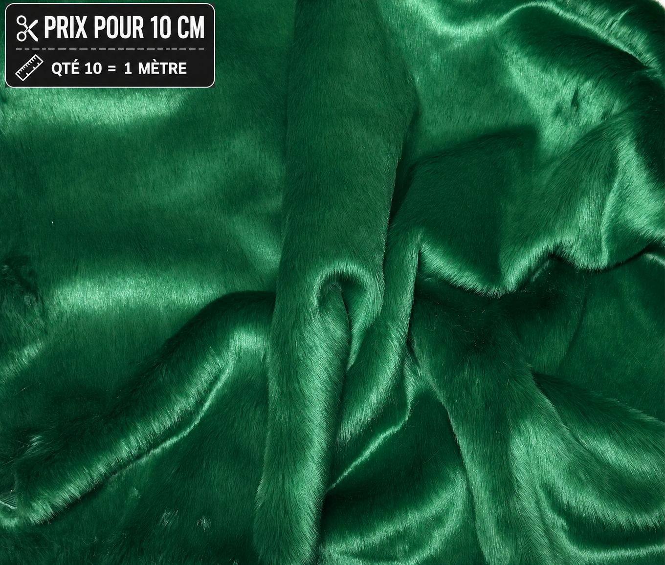 Fausse fourrure vert émeraude ultra douce à poils de 2 cm