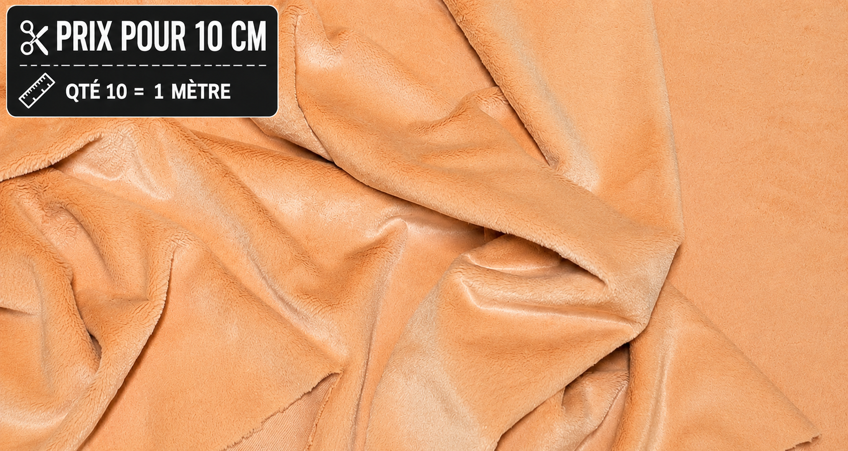 Fausse fourrure abricot orangé à poils de 0,5 à 1 cm largeur 155 cm