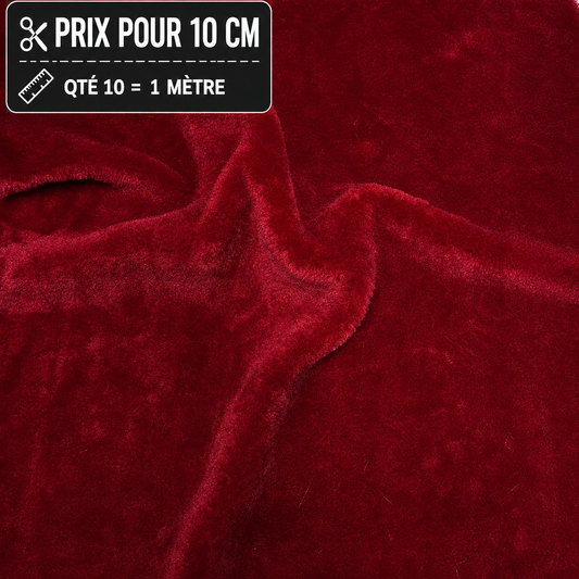 Fausse fourrure rouge bordeaux mouton à poils de 2 cm largeur 80 cm
