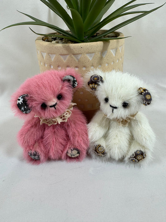 Rosita et Blanco mini ours de collection artisanaux 9 cm faits main