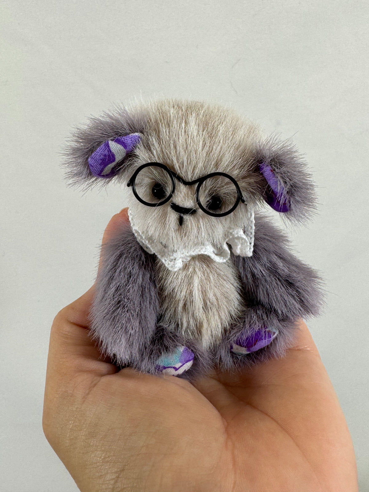 Anatole mini ours de collection artisanal 9 cm gris et beige